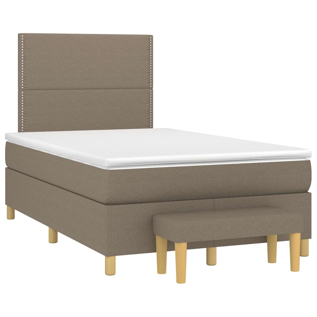 Sommier à lattes de lit avec matelas taupe 120x190 cm tissu - XIOS