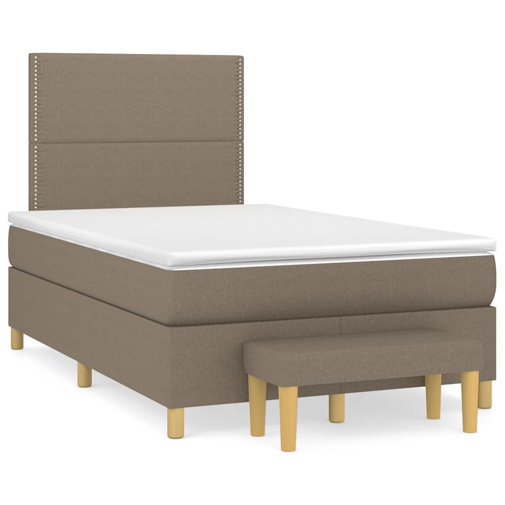 Sommier à lattes de lit avec matelas taupe 120x190 cm tissu - XIOS