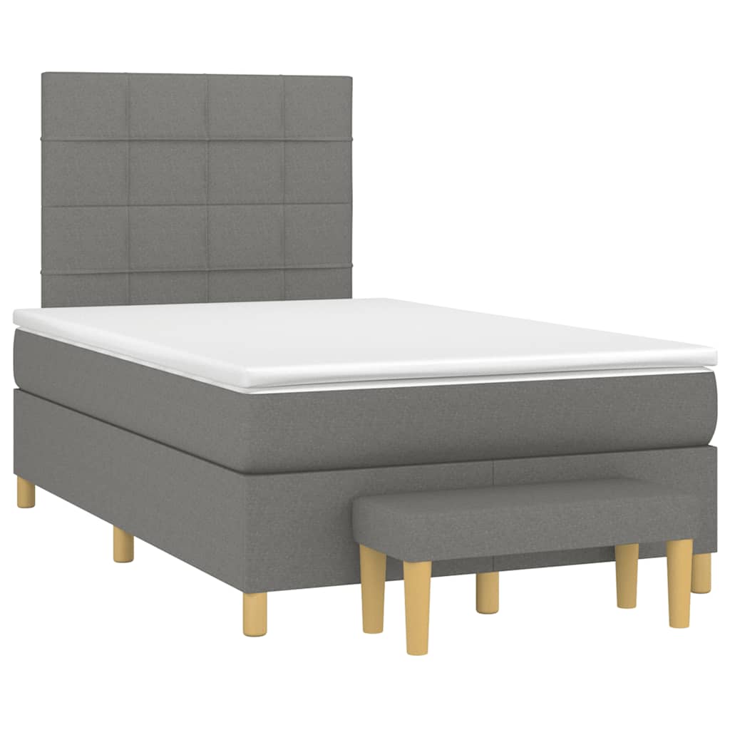 Sommier à lattes de lit avec matelas gris foncé 120x190cm tissu - XIOS