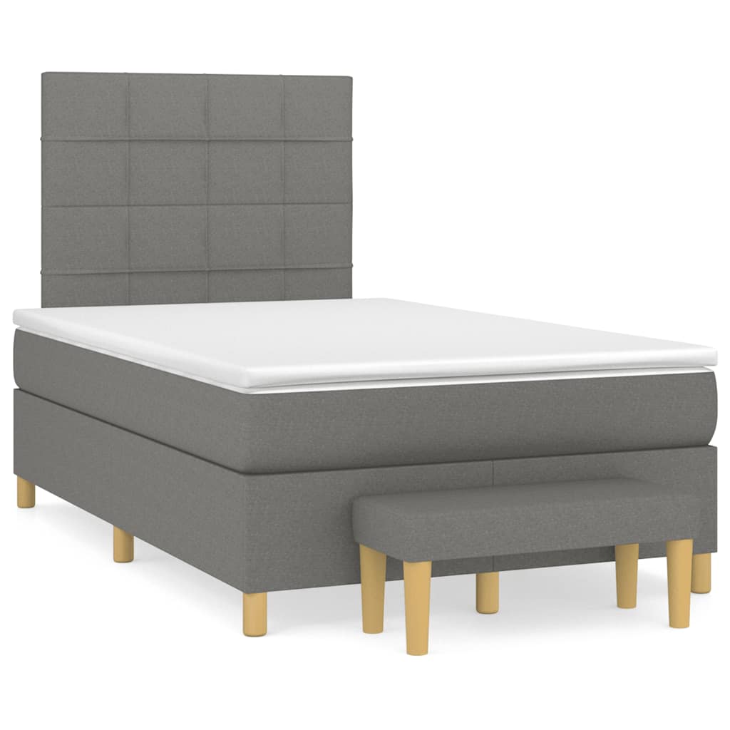 Sommier à lattes de lit avec matelas gris foncé 120x190cm tissu - XIOS