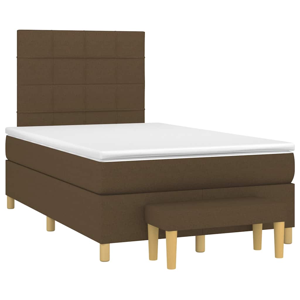 Sommier à lattes de lit et matelas marron foncé 120x190cm tissu - XIOS