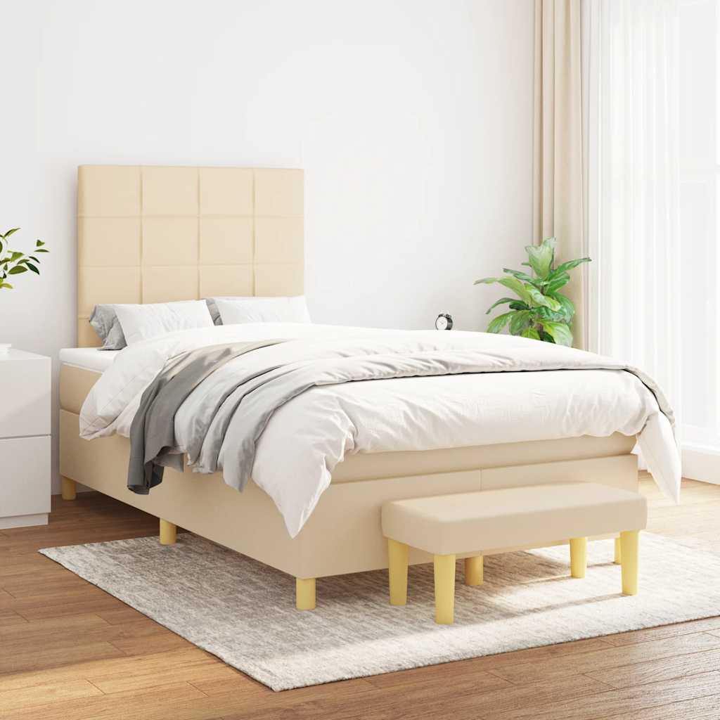 Sommier à lattes de lit avec matelas crème 120x190 cm tissu - XIOS