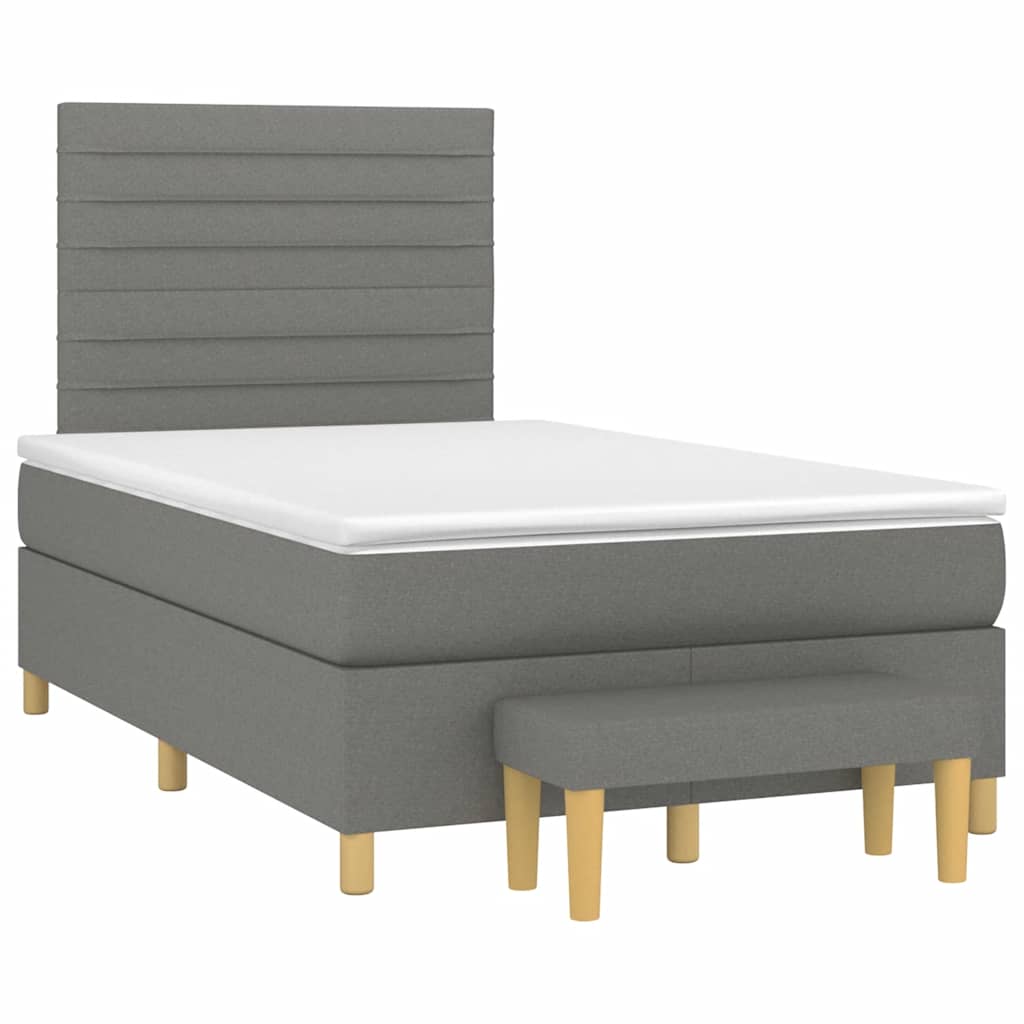 Sommier à lattes de lit avec matelas gris foncé 120x190cm tissu - XIOS