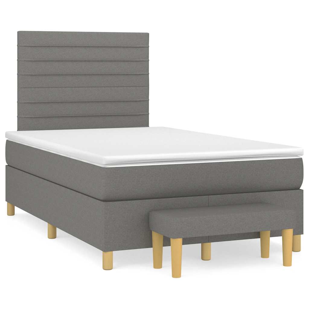 Sommier à lattes de lit avec matelas gris foncé 120x190cm tissu - XIOS