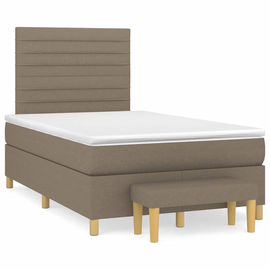 Sommier à lattes de lit avec matelas taupe 120x190 cm tissu - XIOS