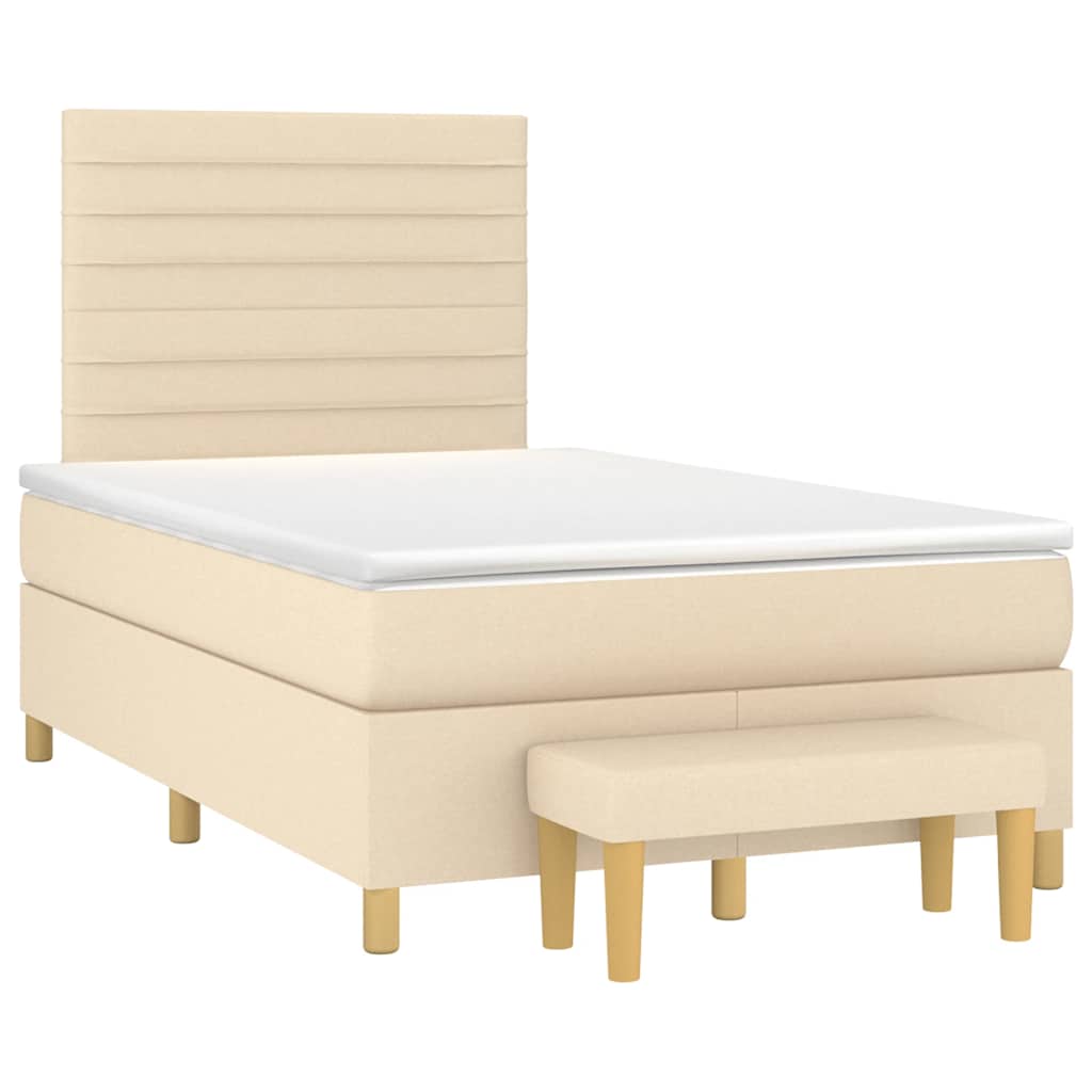 Sommier à lattes de lit avec matelas crème 120x190 cm tissu - XIOS