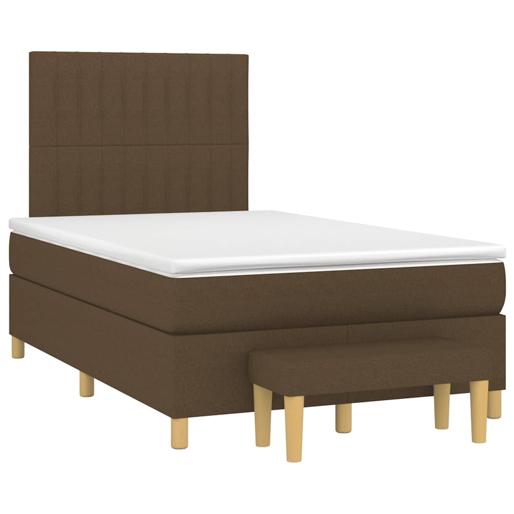 Sommier à lattes de lit et matelas marron foncé 120x190cm tissu - XIOS