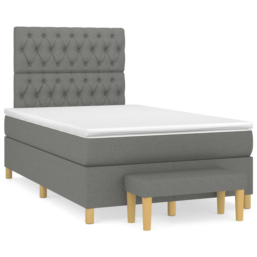 Sommier à lattes de lit avec matelas gris foncé 120x190cm tissu - XIOS