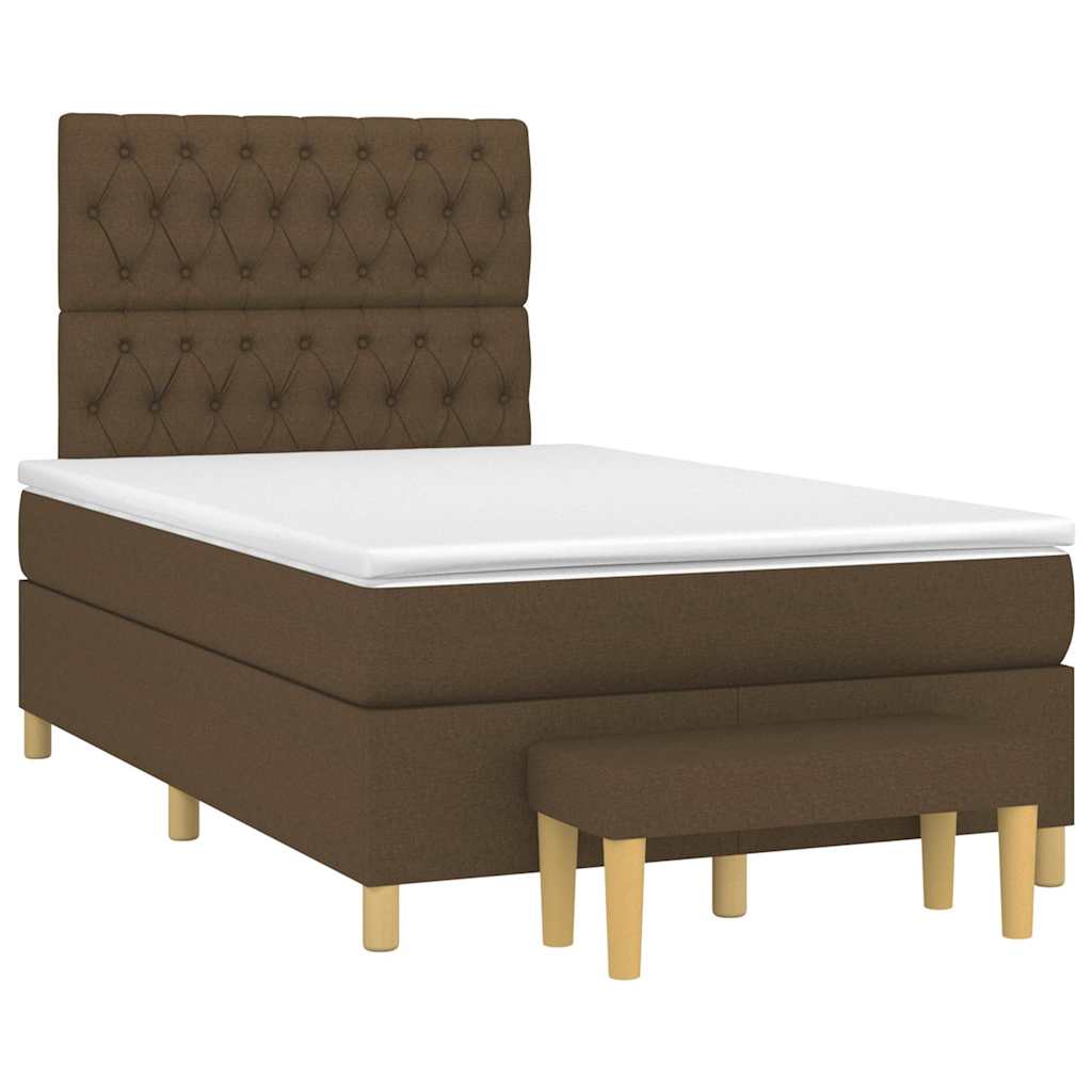 Sommier à lattes de lit et matelas marron foncé 120x190cm tissu - XIOS