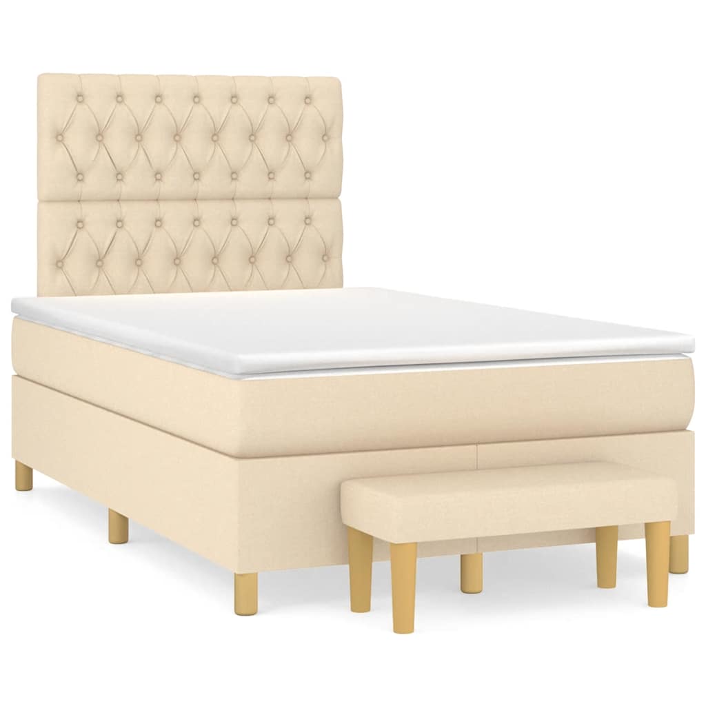 Sommier à lattes de lit avec matelas crème 120x190 cm tissu - XIOS