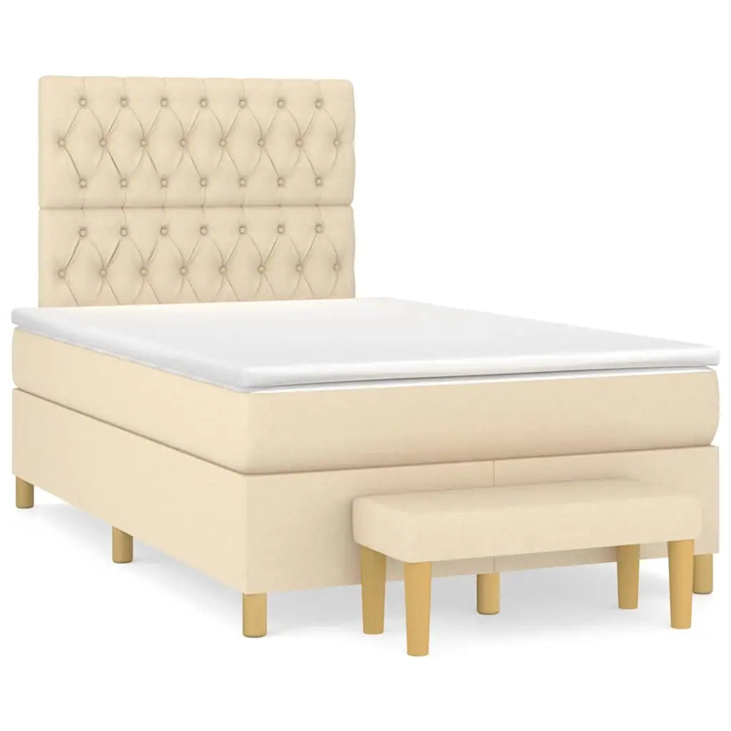 Sommier à lattes de lit avec matelas crème 120x190 cm tissu - XIOS