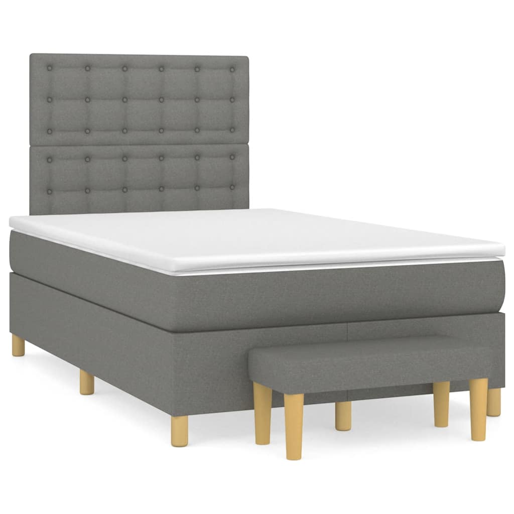 Sommier à lattes de lit avec matelas gris foncé 120x190cm tissu - XIOS