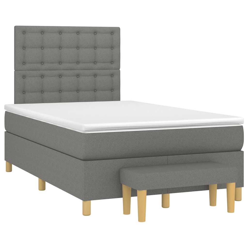 Sommier à lattes de lit avec matelas gris foncé 120x190cm tissu - XIOS