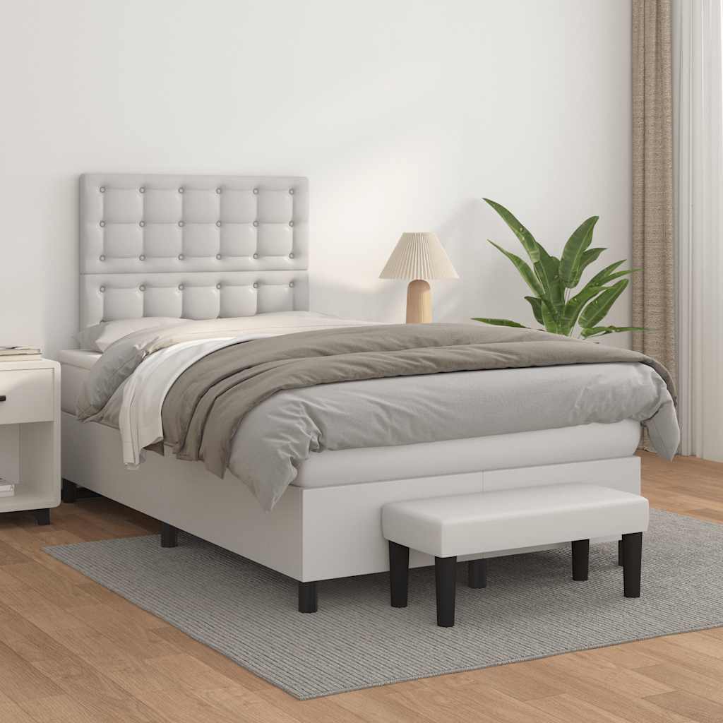 Sommier à lattes de lit avec matelas blanc 120x190cm similicuir - XIOS