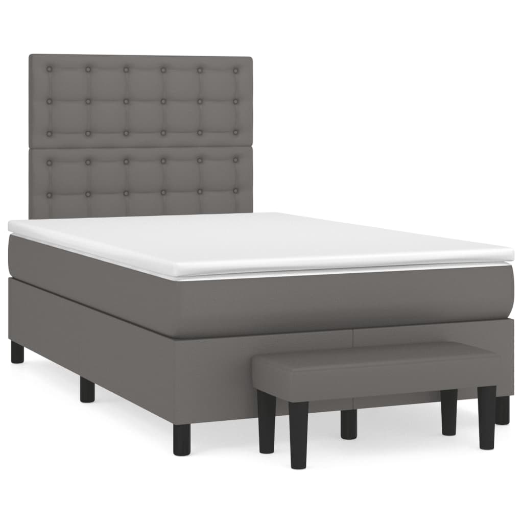 Sommier à lattes de lit avec matelas gris 120x190 cm similicuir - XIOS