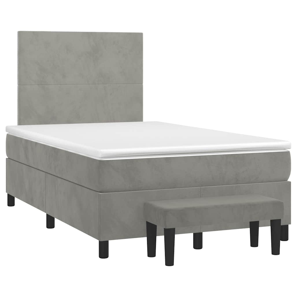 Sommier à lattes de lit et matelas gris clair 120x190cm velours - XIOS