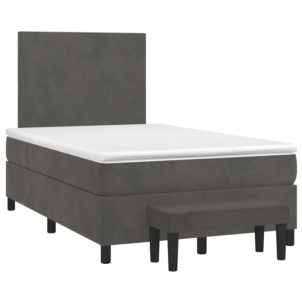 Sommier à lattes de lit et matelas gris foncé 120x190cm velours - XIOS