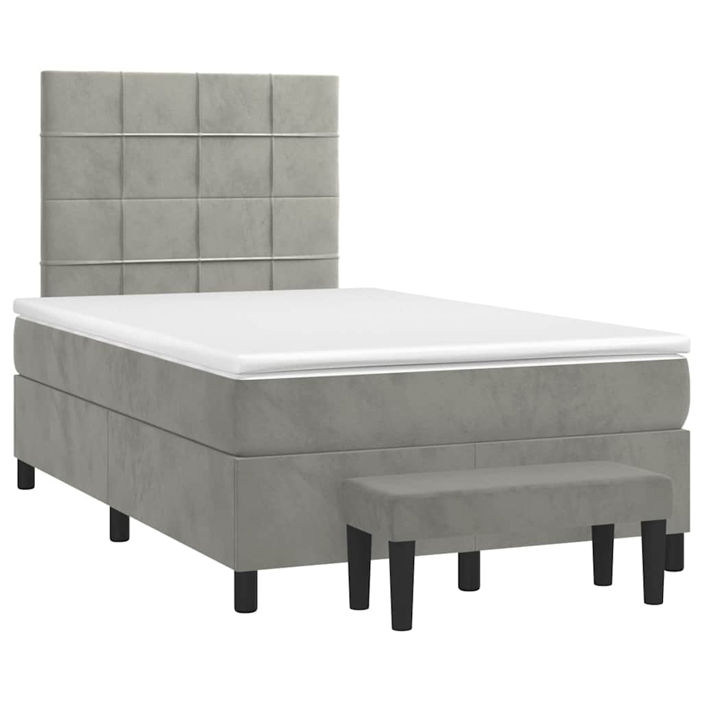 Sommier à lattes de lit et matelas gris clair 120x190cm velours - XIOS