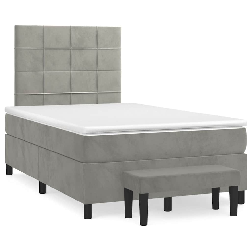 Sommier à lattes de lit et matelas gris clair 120x190cm velours - XIOS