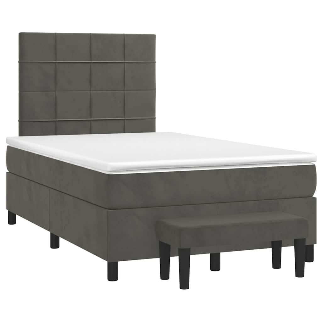 Sommier à lattes de lit et matelas gris foncé 120x190cm velours - XIOS