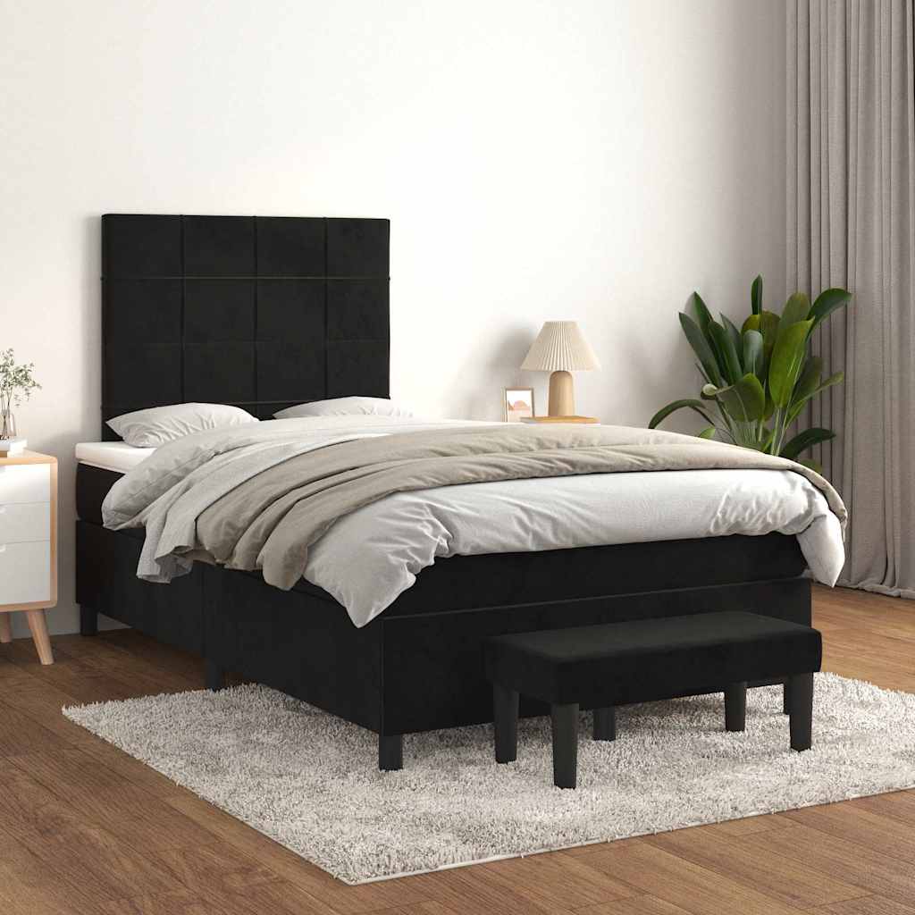 Sommier à lattes de lit avec matelas noir 120x190 cm velours - XIOS