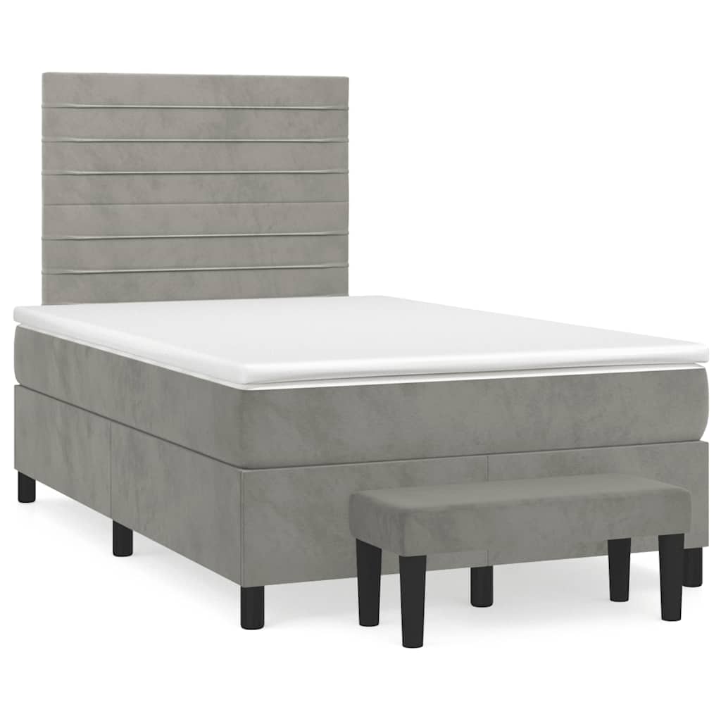Sommier à lattes de lit et matelas gris clair 120x190cm velours - XIOS