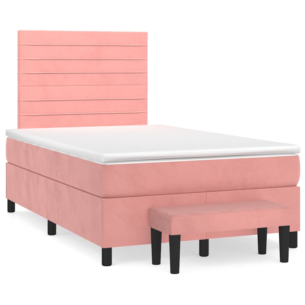 Sommier à lattes de lit avec matelas rose 120x190 cm velours - XIOS