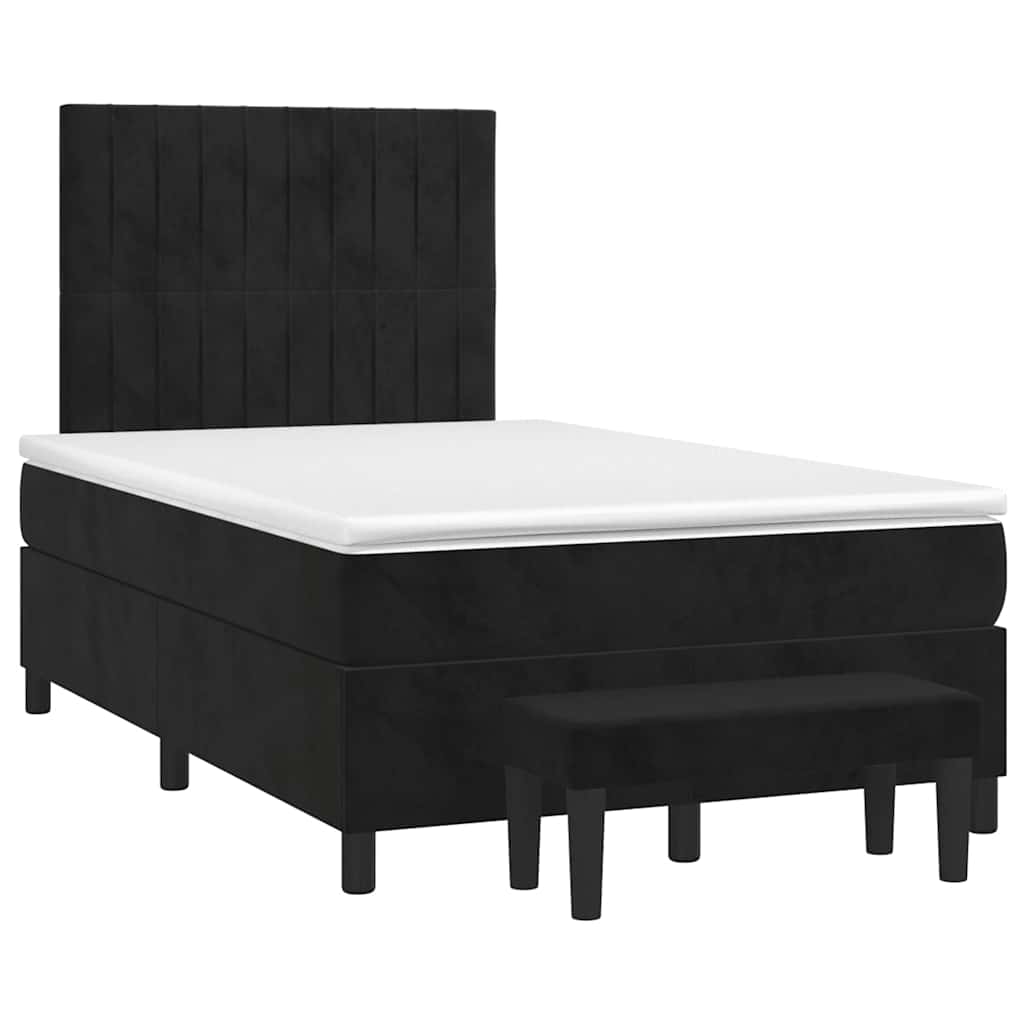 Sommier à lattes de lit avec matelas noir 120x190 cm velours - XIOS