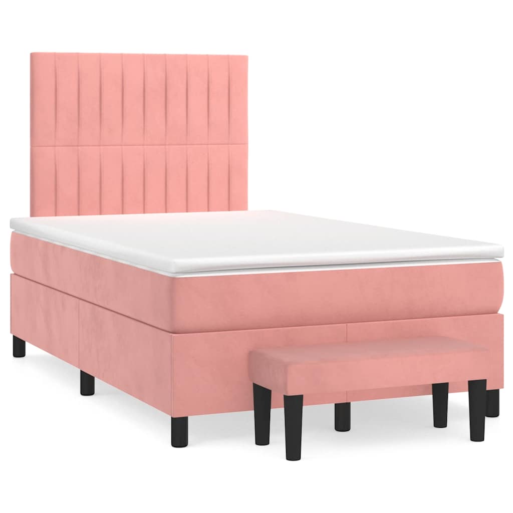 Sommier à lattes de lit avec matelas rose 120x190 cm velours - XIOS