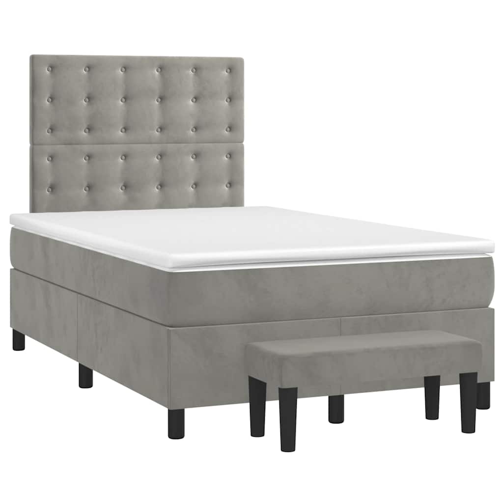 Sommier à lattes de lit et matelas gris clair 120x190cm velours - XIOS