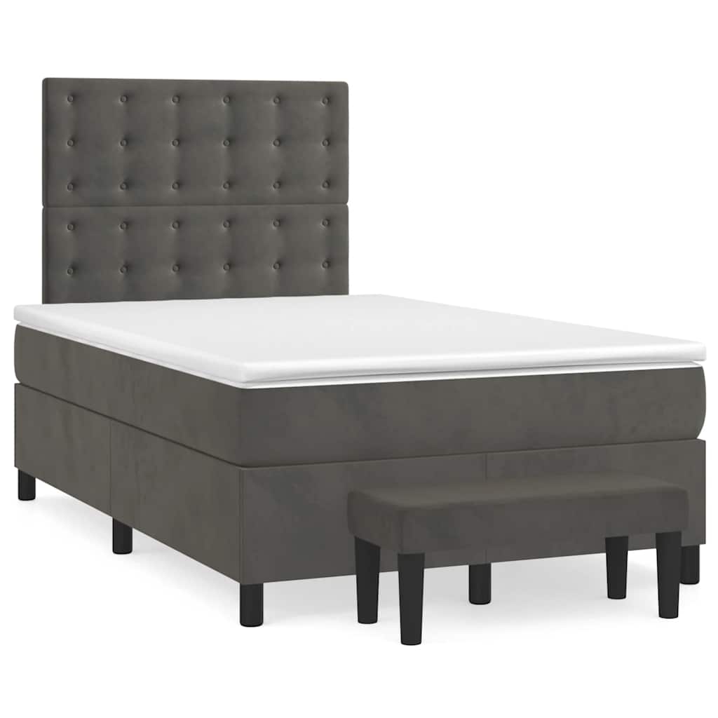 Sommier à lattes de lit et matelas gris foncé 120x190cm velours - XIOS