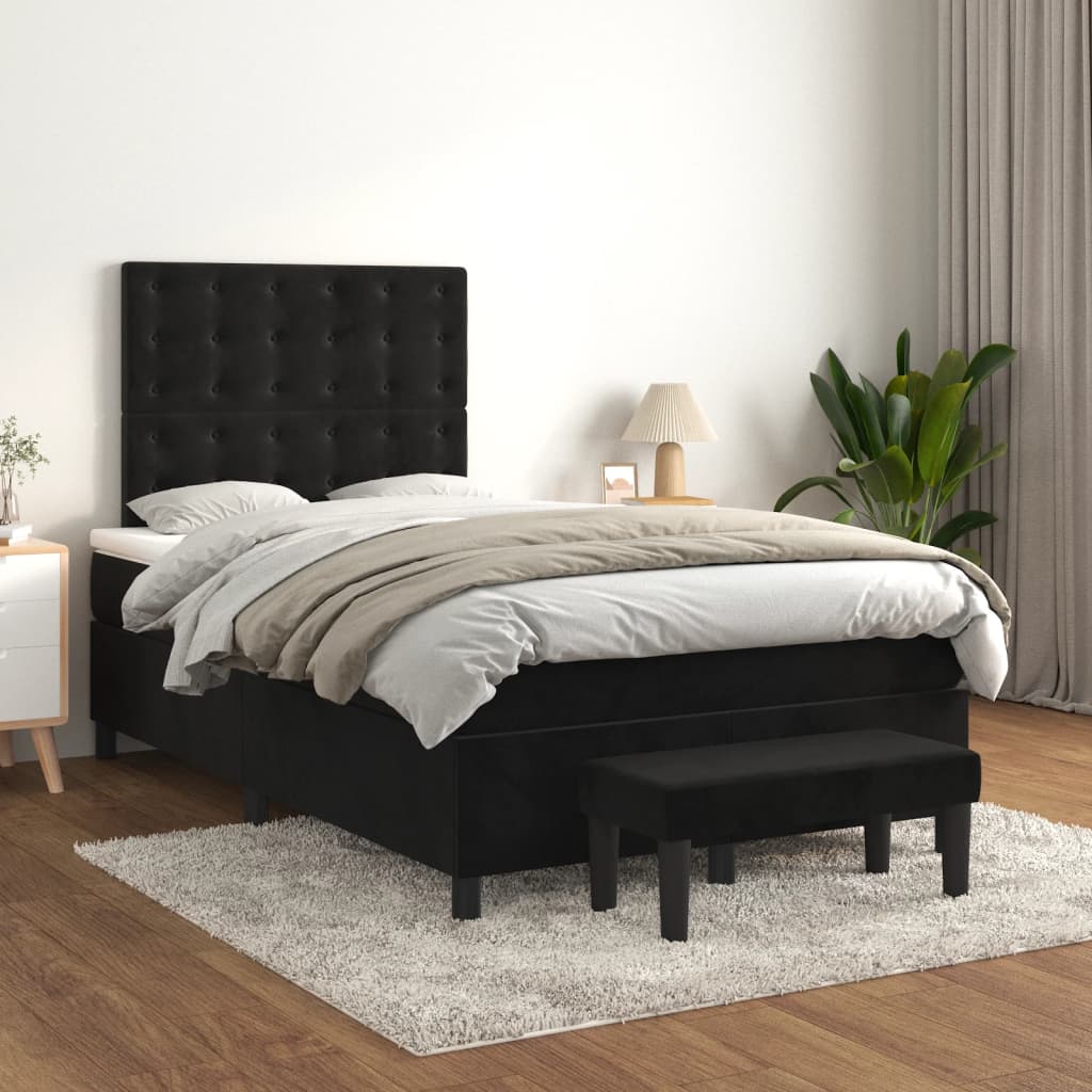 Sommier à lattes de lit avec matelas noir 120x190 cm velours - XIOS