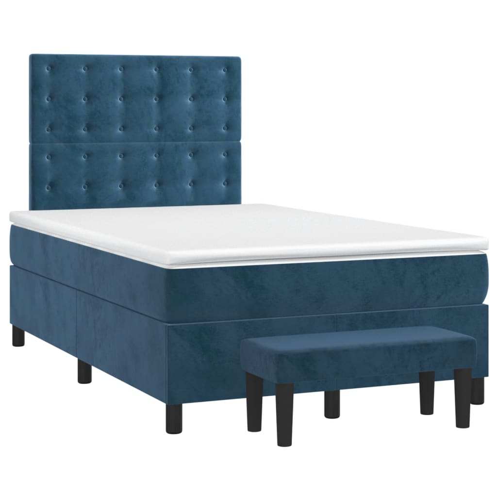 Sommier à lattes de lit et matelas bleu foncé 120x190cm velours - XIOS