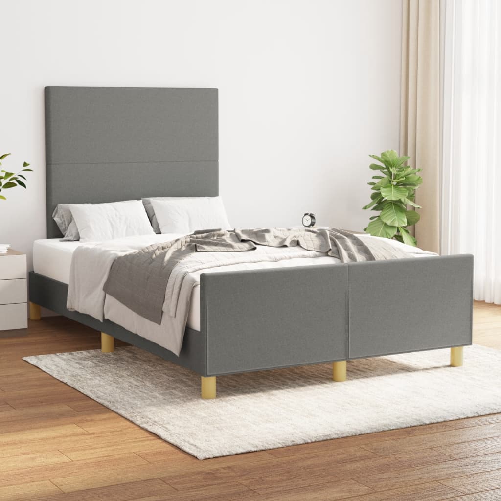 Cadre de lit sans matelas gris foncé 120x190 cm tissu - XIOS