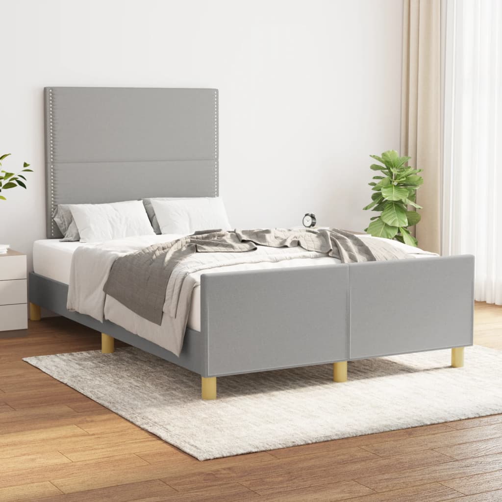 Cadre de lit sans matelas gris clair 120x190 cm tissu - XIOS
