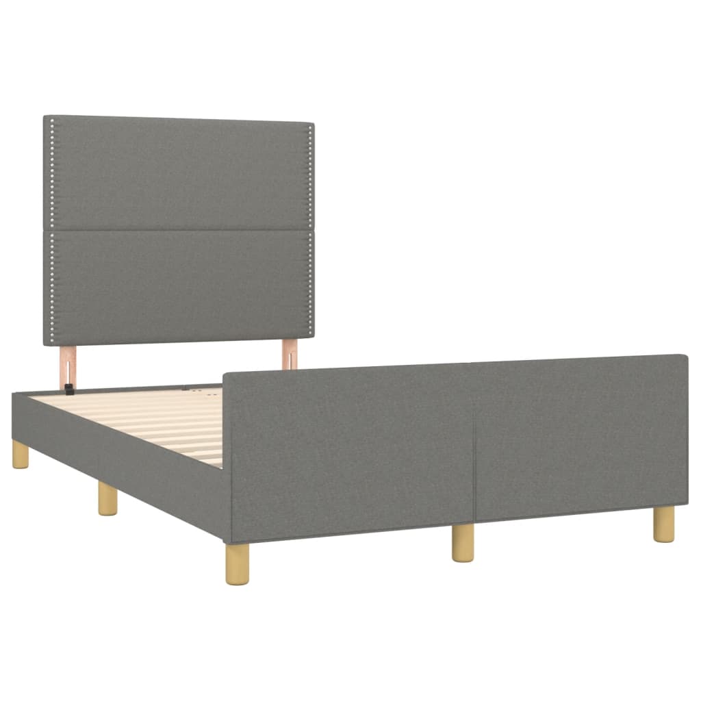 Cadre de lit sans matelas gris foncé 120x190 cm tissu - XIOS