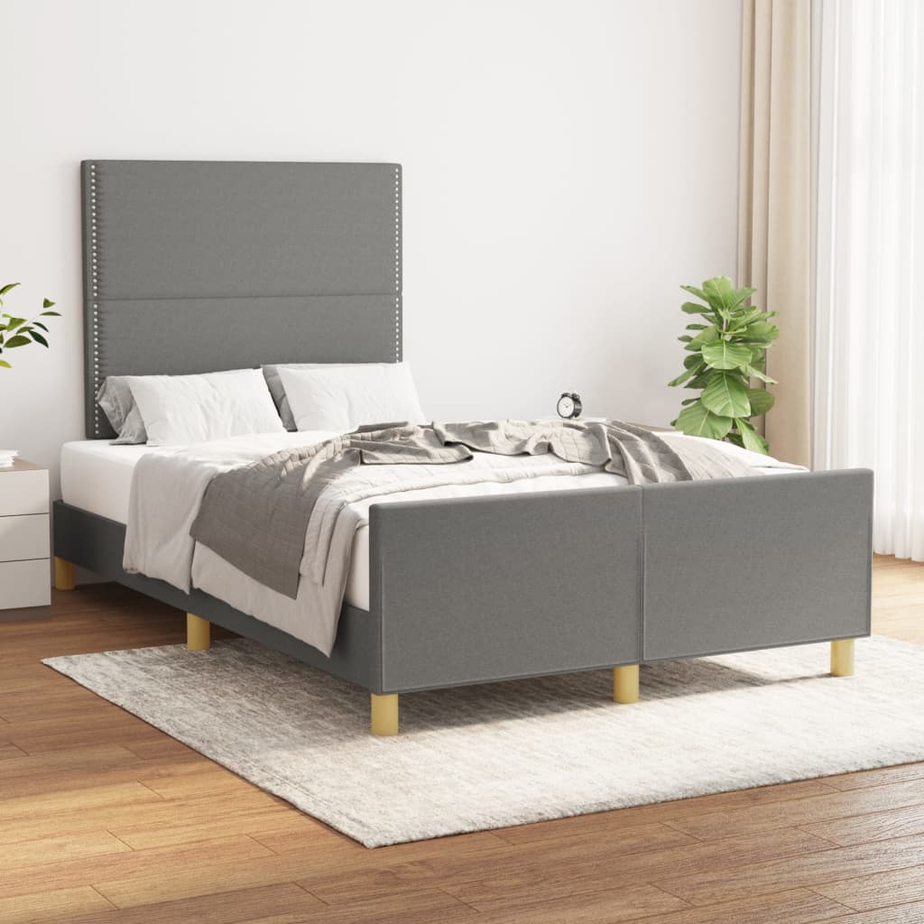 Cadre de lit sans matelas gris foncé 120x190 cm tissu - XIOS