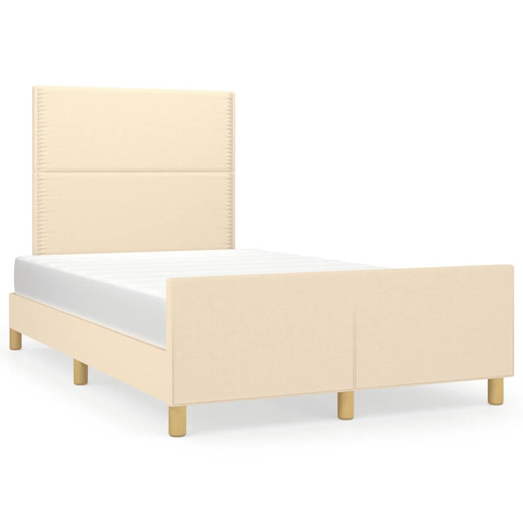 Cadre de lit sans matelas crème 120x190 cm tissu - XIOS