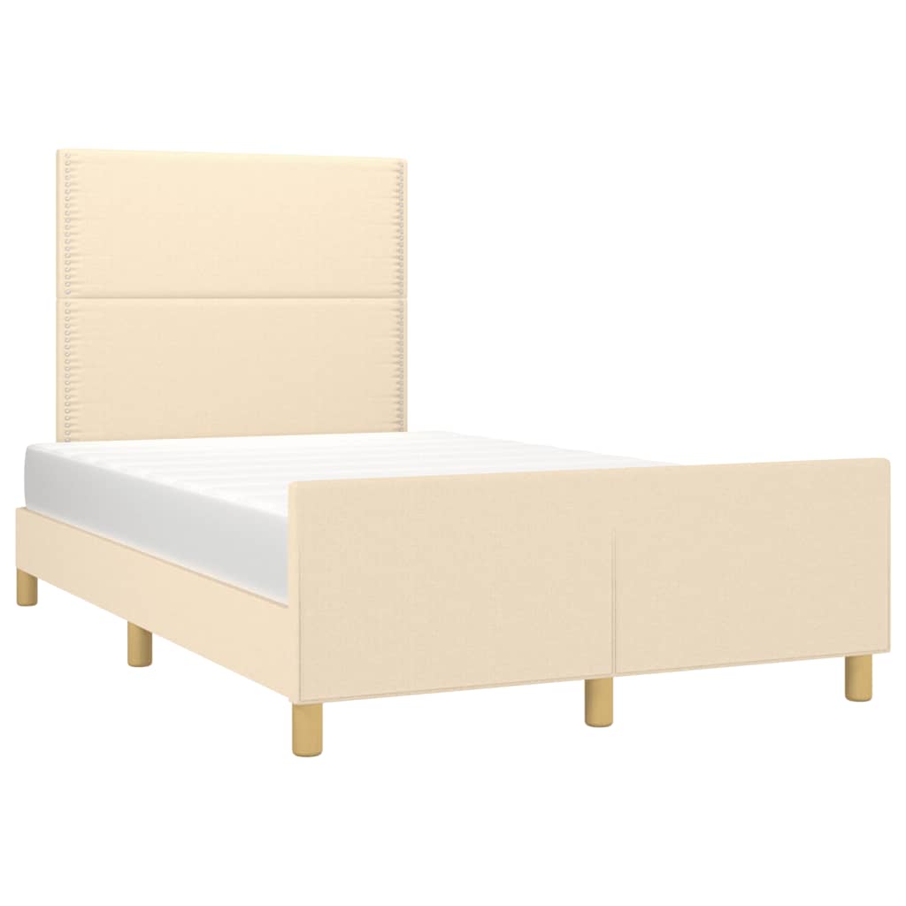 Cadre de lit sans matelas crème 120x190 cm tissu - XIOS