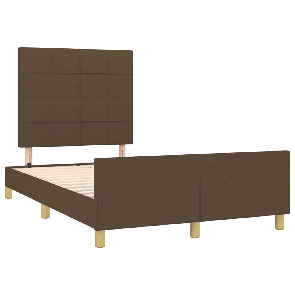 Cadre de lit sans matelas marron foncé 120x190 cm tissu - XIOS