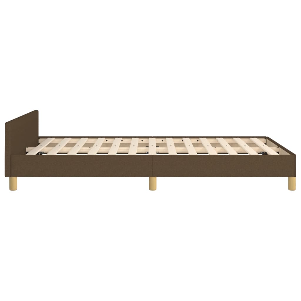 Cadre de lit sans matelas marron foncé 120x190 cm tissu - XIOS