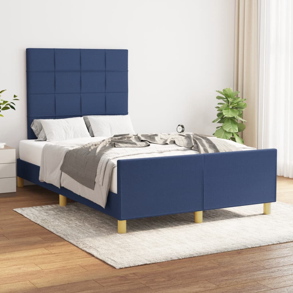 Cadre de lit sans matelas bleu 120x190 cm tissu - XIOS