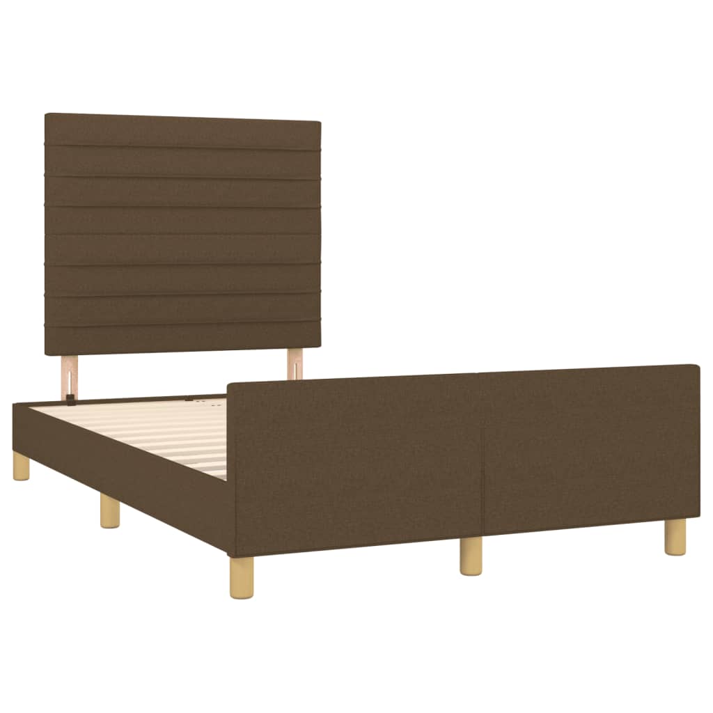 Cadre de lit sans matelas marron foncé 120x190 cm tissu - XIOS
