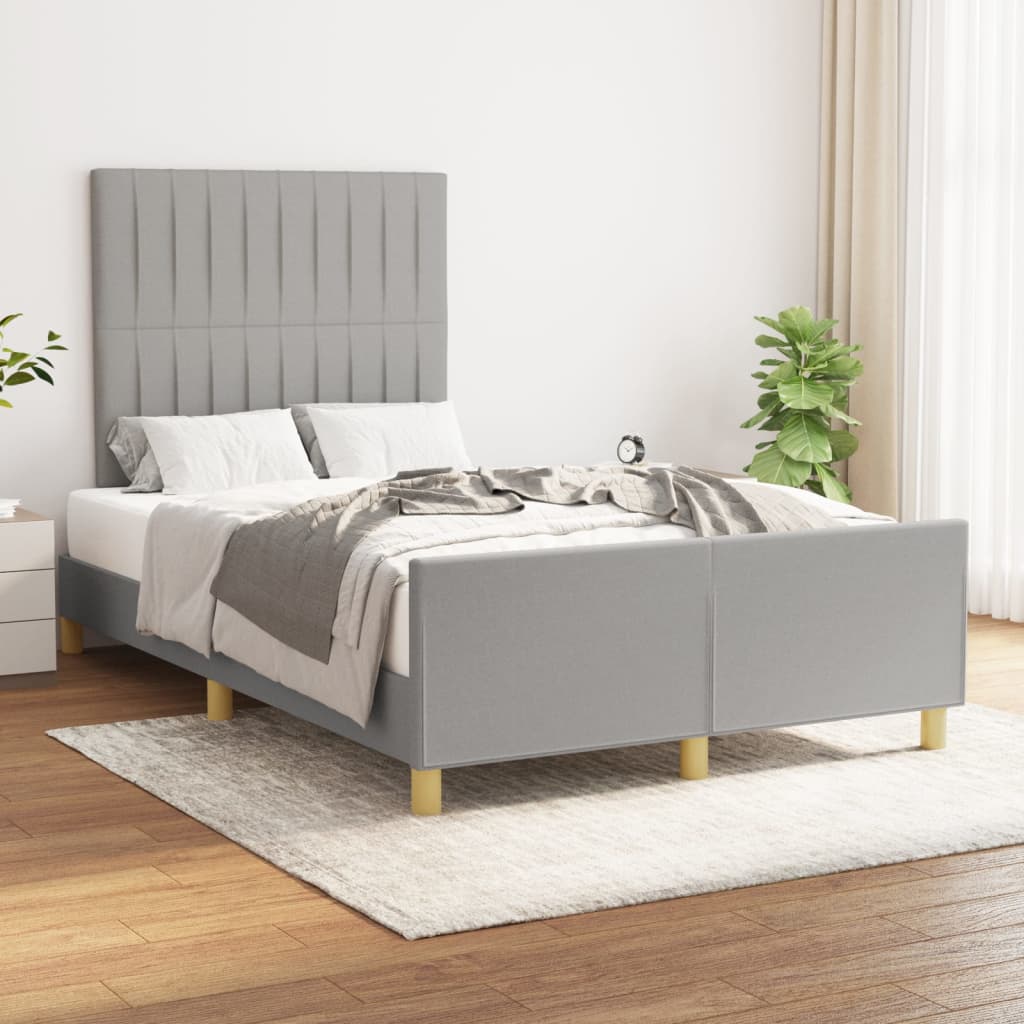 Cadre de lit sans matelas gris clair 120x190 cm tissu - XIOS