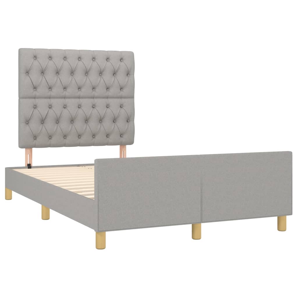 Cadre de lit sans matelas gris clair 120x190 cm tissu - XIOS