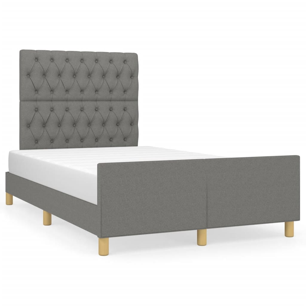 Cadre de lit sans matelas gris foncé 120x190 cm tissu - XIOS