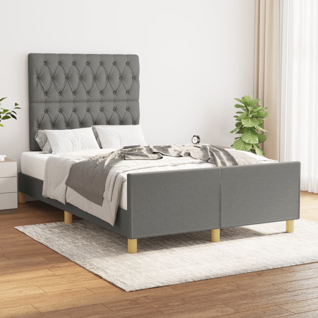 Cadre de lit sans matelas gris foncé 120x190 cm tissu - XIOS