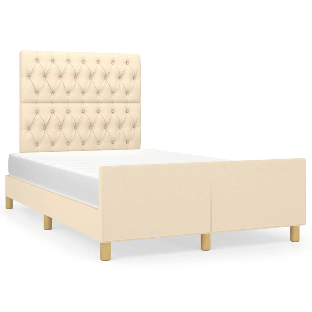 Cadre de lit sans matelas crème 120x190 cm tissu - XIOS