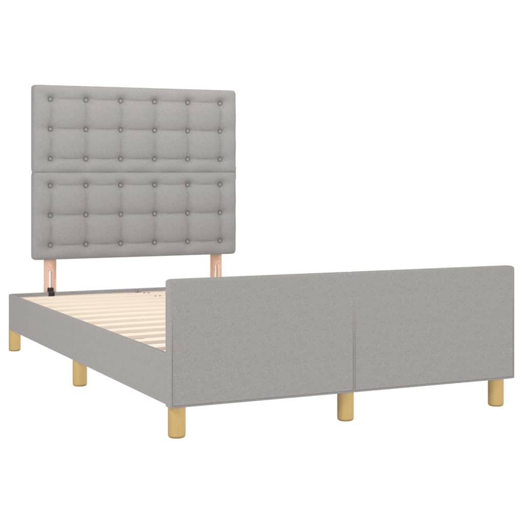 Cadre de lit sans matelas gris clair 120x190 cm tissu - XIOS