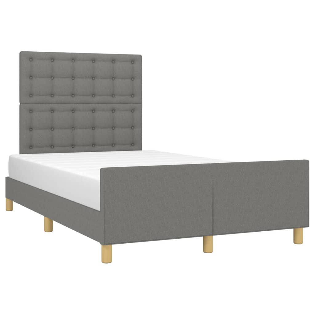 Cadre de lit sans matelas gris foncé 120x190 cm tissu - XIOS